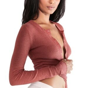 Free People! One Of The Girls Henley Top in Warmstone Color!